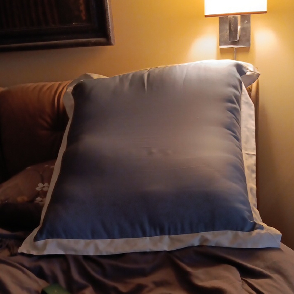 Luxurious Blue and Cream Pillow Cover With Foam Insert And King Size Bedskirt.